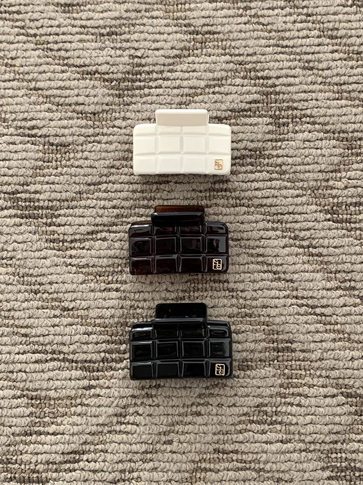 made in france, 카로 헤어클로 - 사각 격자패턴 반묶음 단발머리 프랑스집게핀 - 상품 이미지
