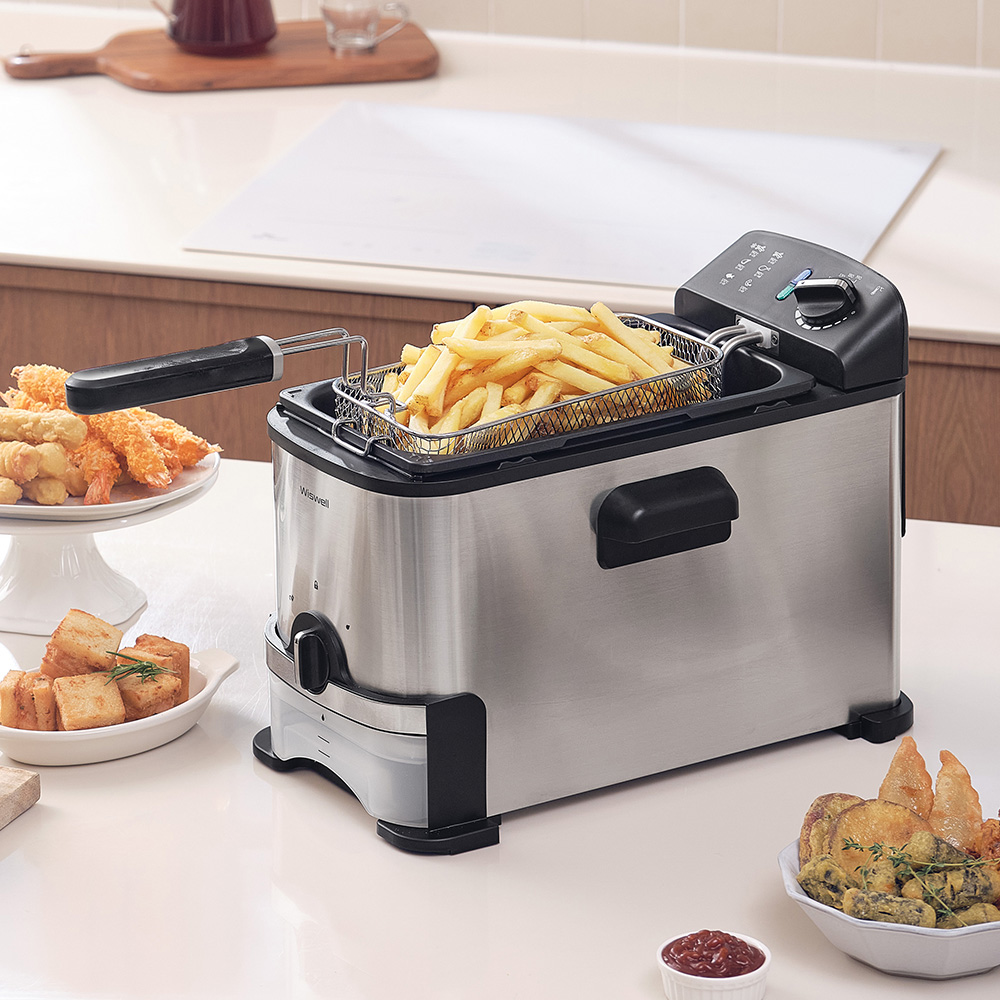 위즈웰 세이브 튀김기 3L 기름분리 스테인리스 전기 가정용 미니 자동 기계 WH3189