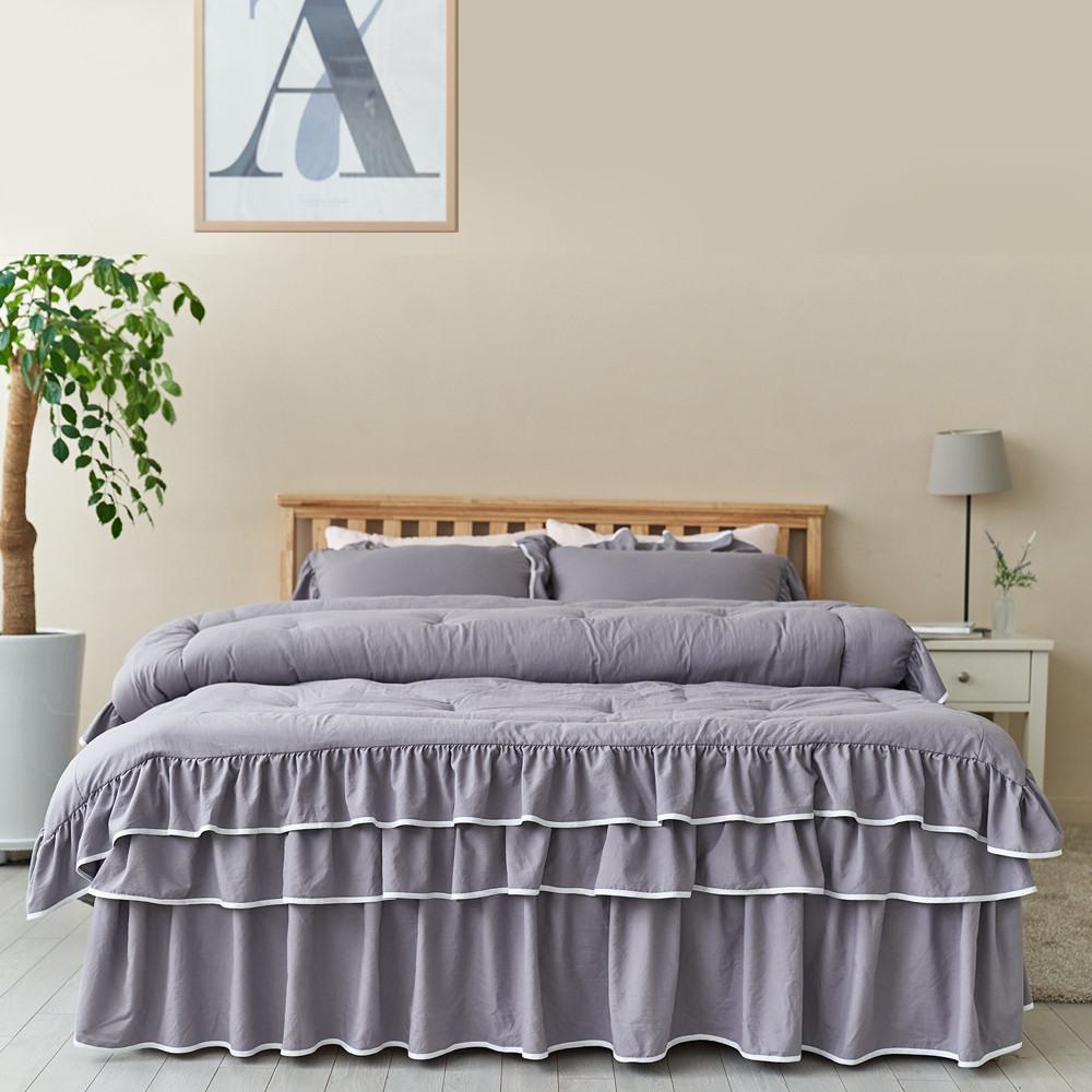 류금숙 라인 실키케어 항균프릴 차렵이불 베개커버 이중프릴침대커버세트 SS/Q/K/SK