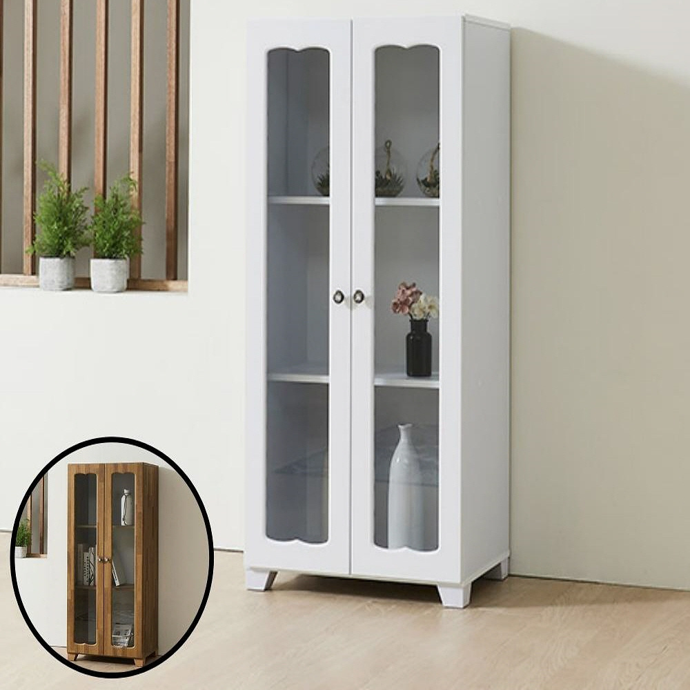 3단 폭좁은장식장 우드 장식장유리문 나무진열장