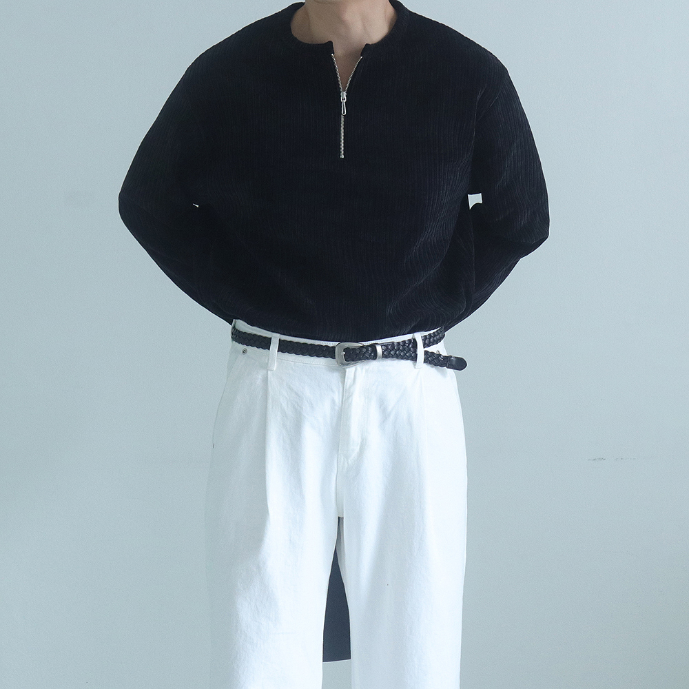 남자 긴팔티 머슬핏 헨리넥 오버핏 피케 티셔츠 - 상세 이미지 3