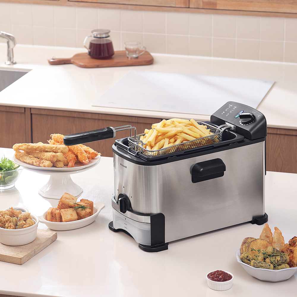위즈웰 세이브 튀김기 3L 기름분리 스테인리스 전기 가정용 미니 자동 기계 WH3189