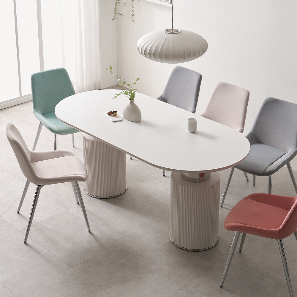 대형 세라믹테이블 타원형 템바보드 거실식탁 알테라 1800mm, 화이트