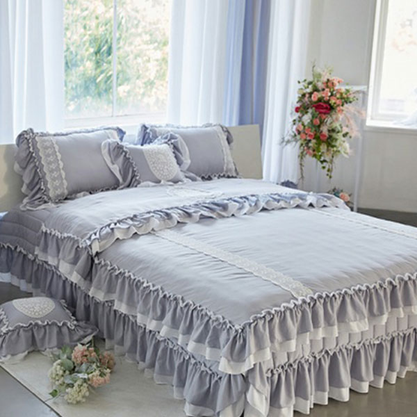 류금숙 프렌치가든 실키워싱 향균 누비프릴 침대커버 SS/Q/K/SK 국내생산