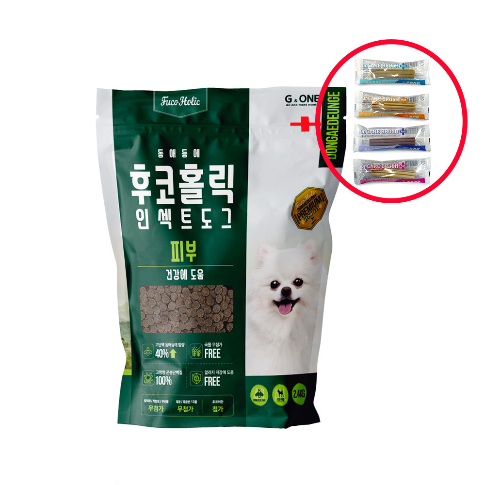 후코홀릭 인섹트도그 소프트 사료+기능성덴탈껌 2p 피부건강, 2.4kg, 1개 - 메인 이미지