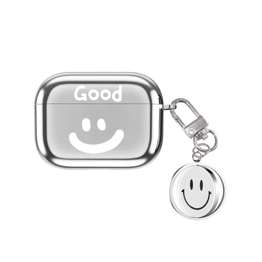 에어팟 4세대 케이스 실버 메탈스마일 키링세트