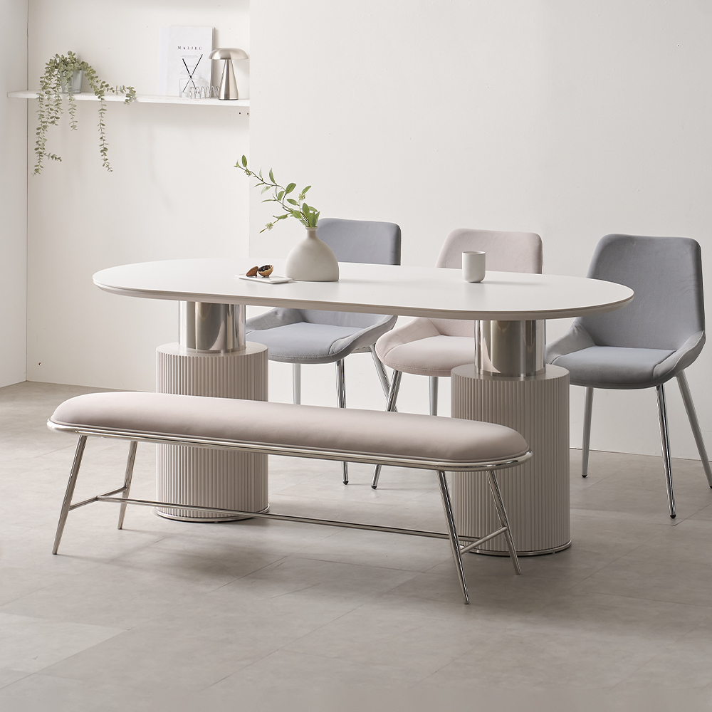 대형 세라믹테이블 타원형 템바보드 거실식탁 알테라 1800mm, 화이트