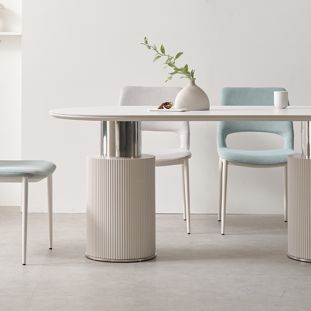 대형 세라믹테이블 타원형 템바보드 거실식탁 알테라 1800mm, 화이트