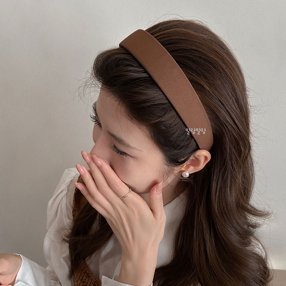 가을 무지 와이드 헤어밴드 베이직 컬러 여성 넓은머리띠 - 상세 이미지 5