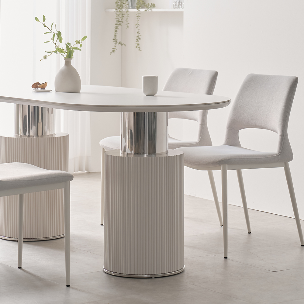 대형 세라믹테이블 타원형 템바보드 거실식탁 알테라 1800mm, 화이트