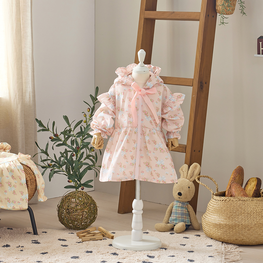 미니레시피 플로랄 레인코트 꽃무늬 여아 어린이 우비 우의 방수