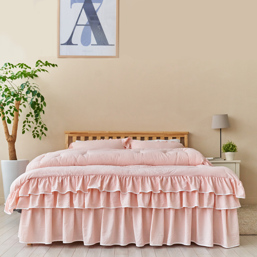 류금숙 라인 실키케어 항균프릴 차렵이불 베개커버 이중프릴침대커버세트 SS/Q/K/SK