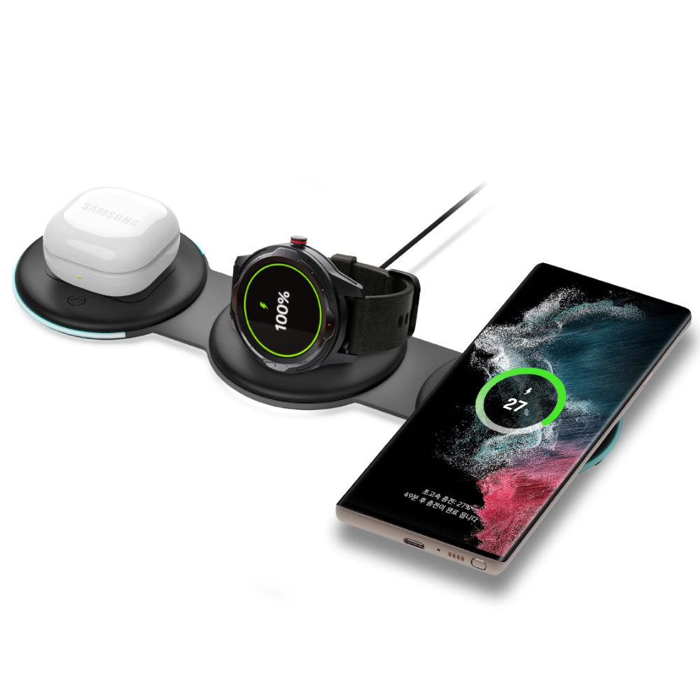 [전용아답터 포함] 3in1 고속 무선 충전기 삼성전용 갤럭시워치 갤럭시 노트 버즈 프로