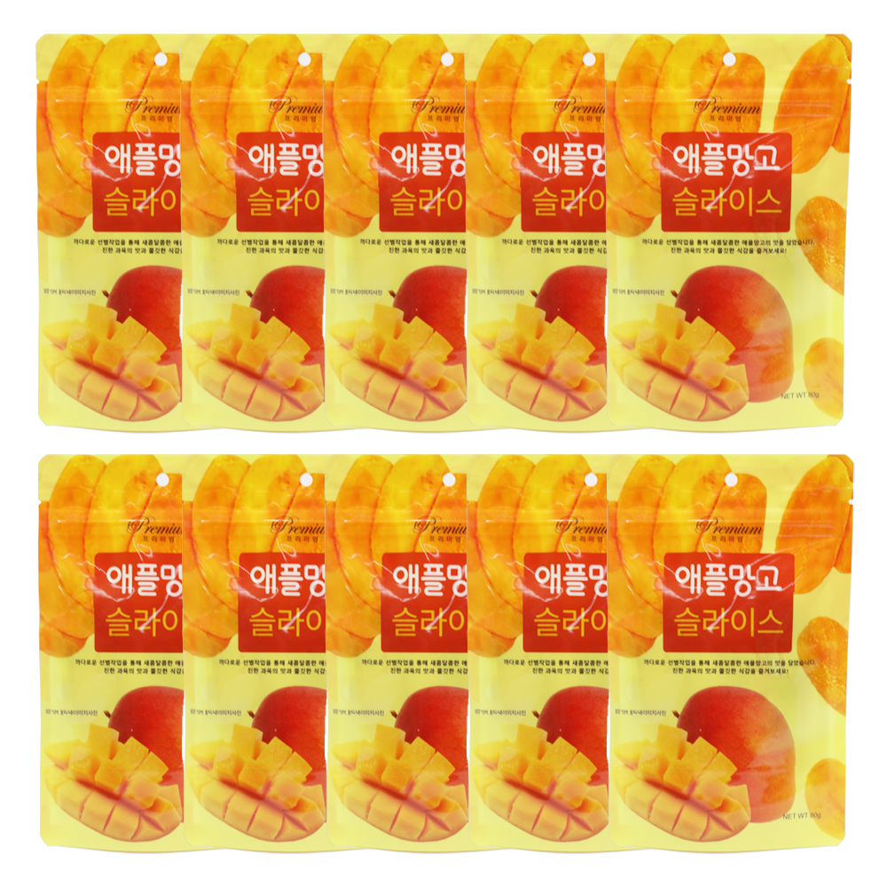 건망고 함량 95% 말랭이 베트남 말린 애플망고 슬라이스 80g, 10개 - 상품 이미지