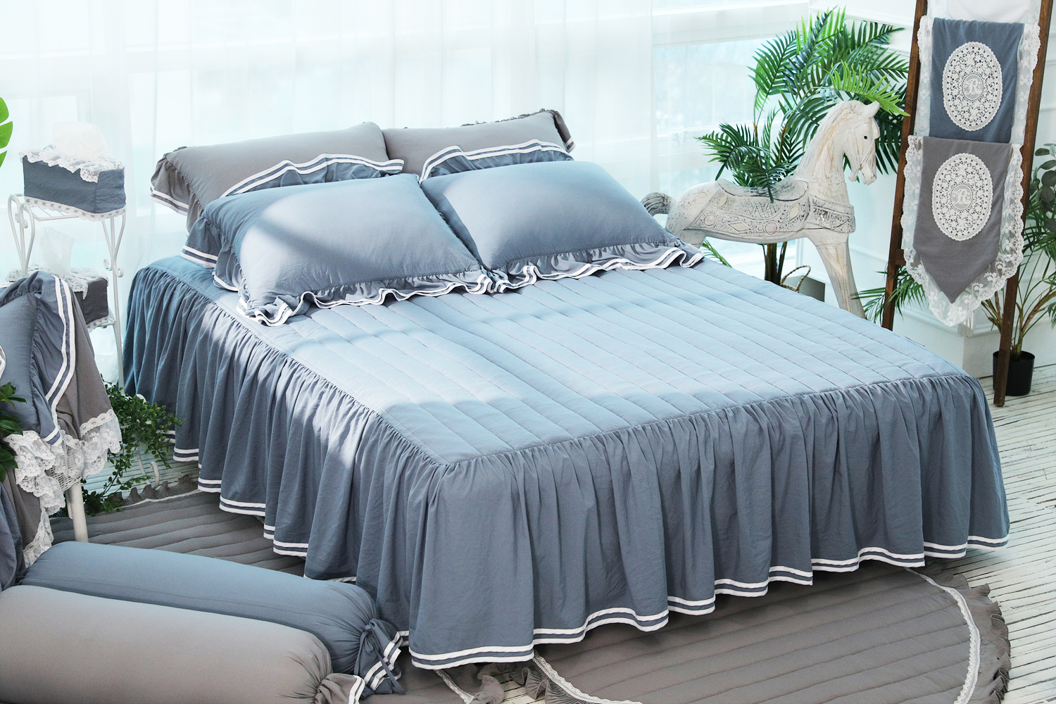 류금숙 투라인 실키케어 향균프릴 롱프릴침대커버 SS/Q/K/SK 국내생산