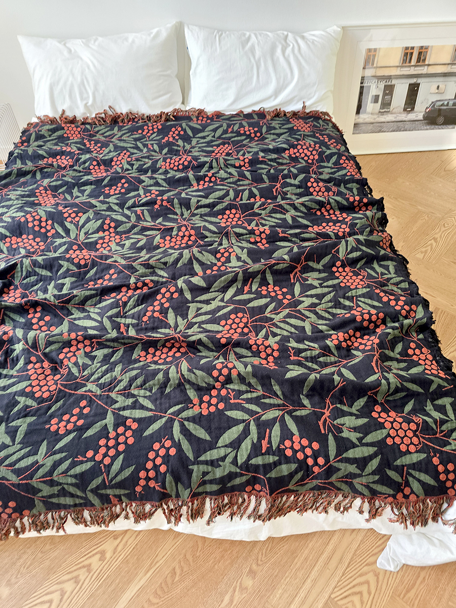 블랑쉬 레드 열매 술 거즈 대형 담요 블랭킷 - 상세 이미지 3