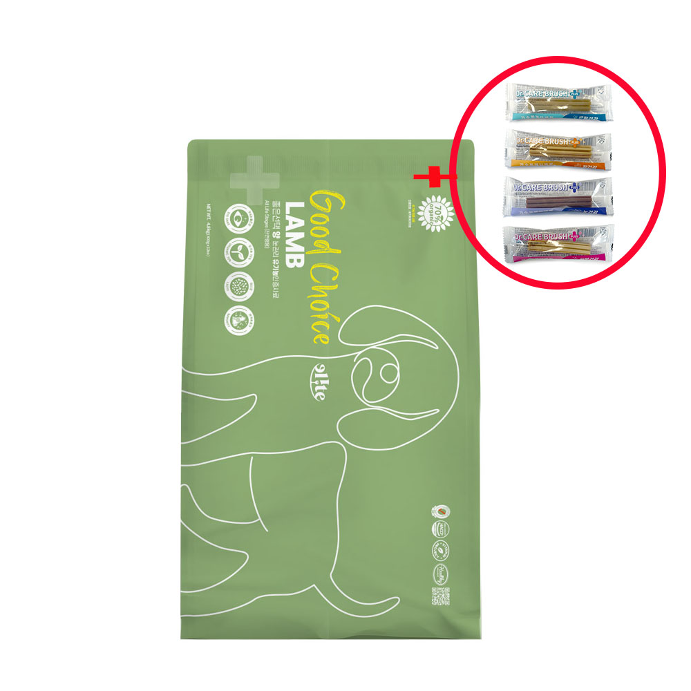 [기능성덴탈껌 20p]+ 엘리트 엘릿 유기농 강아지 사료 눈물+양고기, 4.8kg, 1개