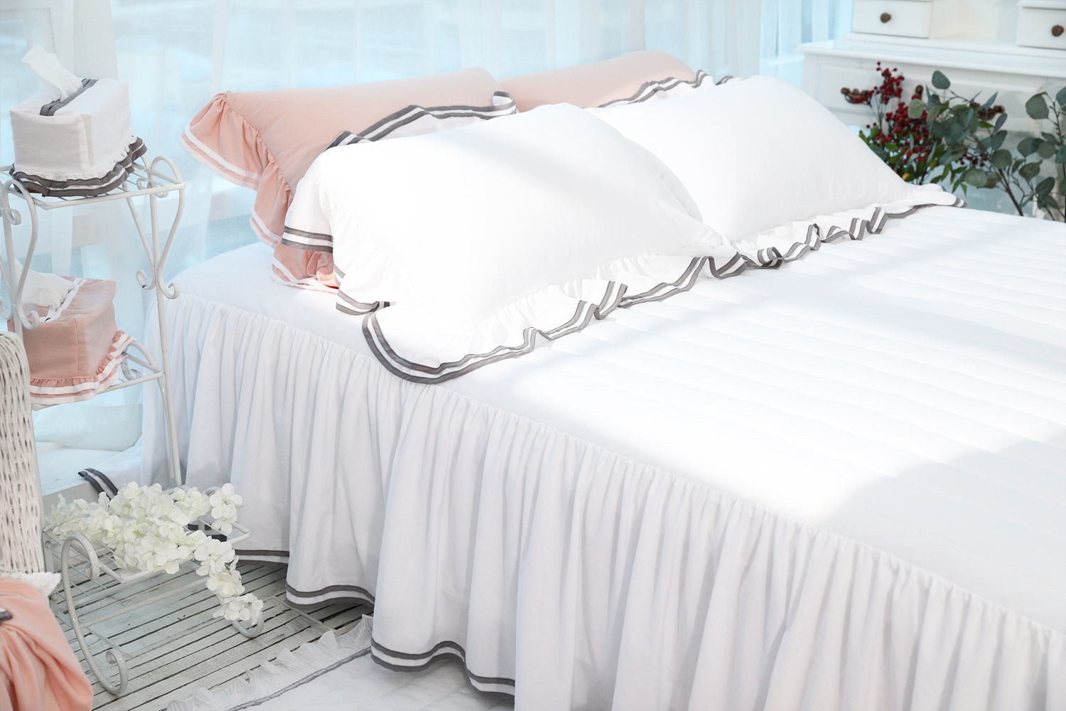 류금숙 투라인 실키케어 향균프릴 롱프릴침대커버 SS/Q/K/SK 국내생산