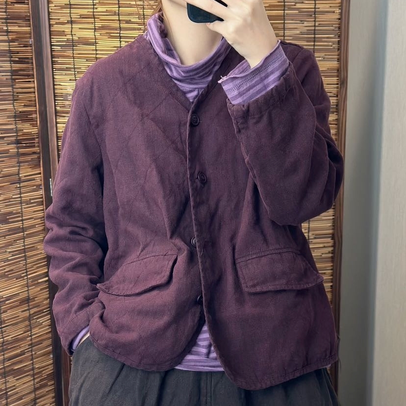 가을린넨자켓 브이넥 면안감 누빔 퀼팅자켓 - 상세 이미지 5