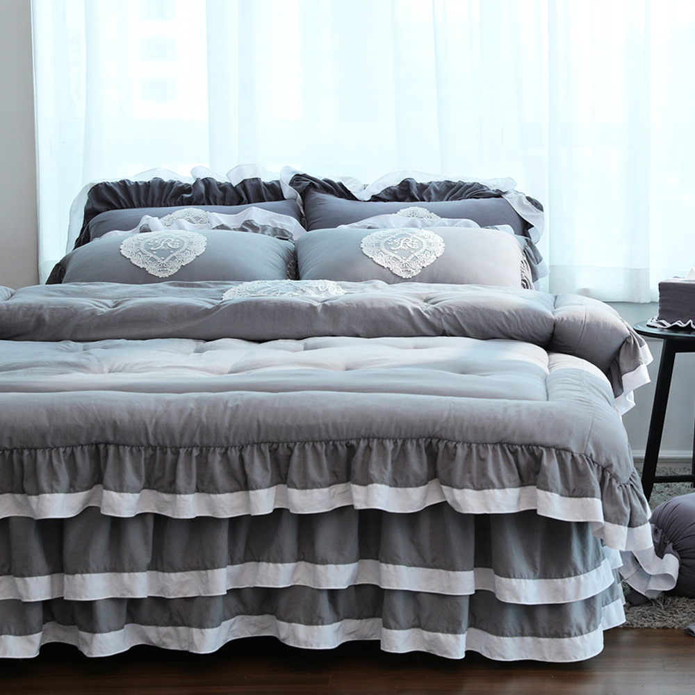 류금숙 프렌치감성 실키케어 향균프릴 이불 베개커버 이중프릴침대커버세트 SS/Q/K/SK