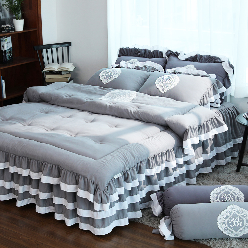 류금숙 프렌치감성 실키케어 향균프릴 이불 베개커버 이중프릴침대커버세트 SS/Q/K/SK