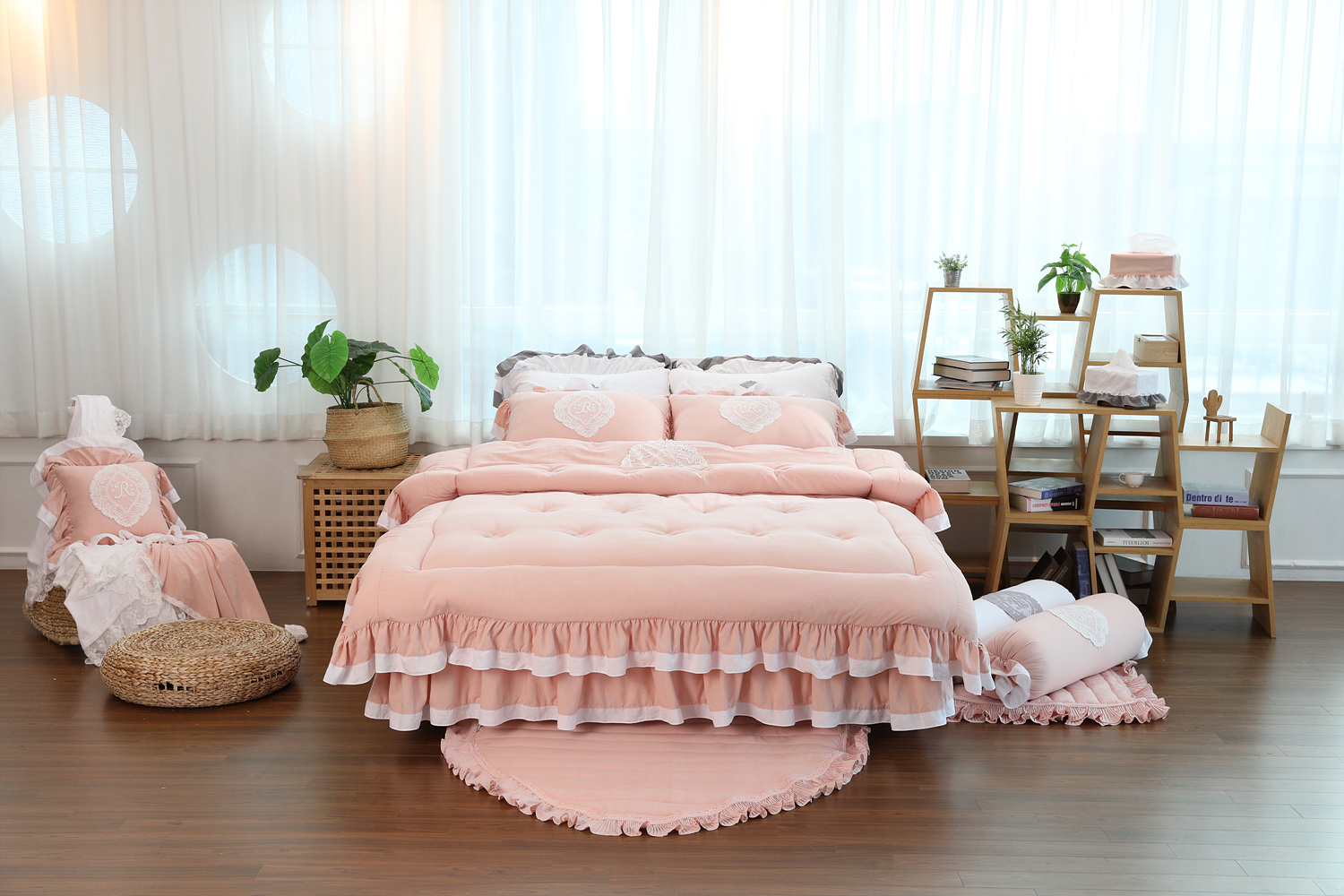 류금숙 프렌치감성 실키케어 향균프릴 차렵이불 베개커버 롱침대커버세트 SS/Q/K/SK