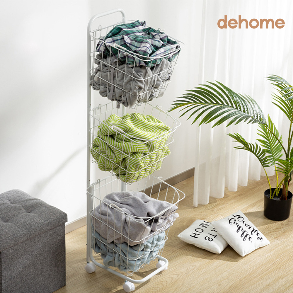 이동식 사각 철제 빨래바구니 3단 제품 이미지