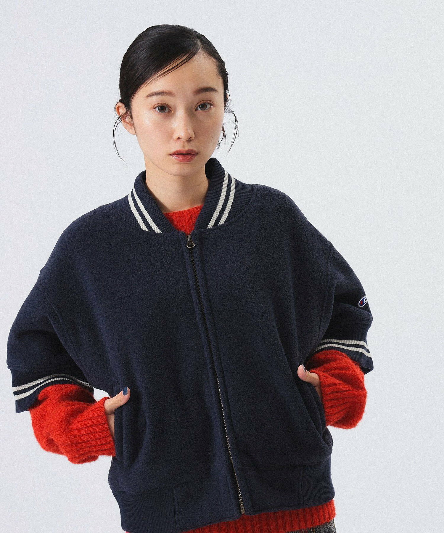 챔피온 Champion x 빔즈 보이 BEAMS BOY 보아 플리스 지퍼 블루종 2컬러 이미지 6