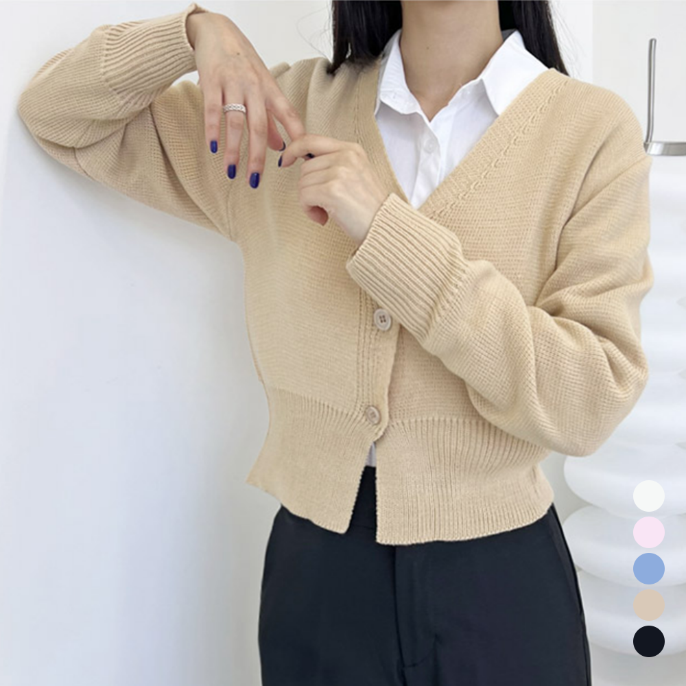 보세가디건 사무실 짧은 크롭 니트 간절기 봄 가을 카디건 - 메인 이미지