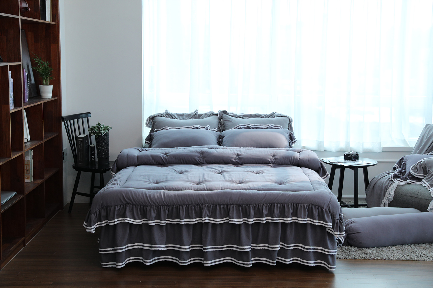 류금숙 투라인 실키케어 향균프릴 차렵이불 베개커버 이중프릴침대커버세트 SS/Q/K/SK