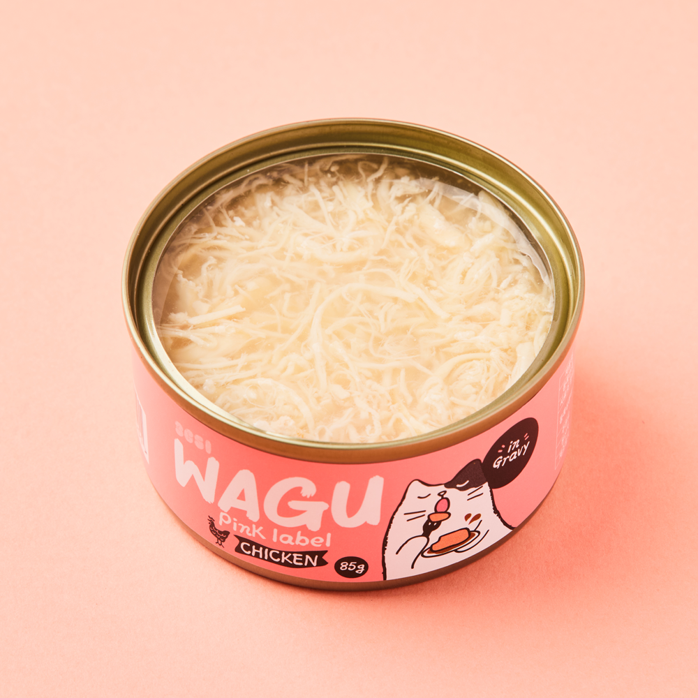 3651 와구 고양이 간식 습식캔 닭가슴살 핑크라벨, 85g, 48개 이미지 3