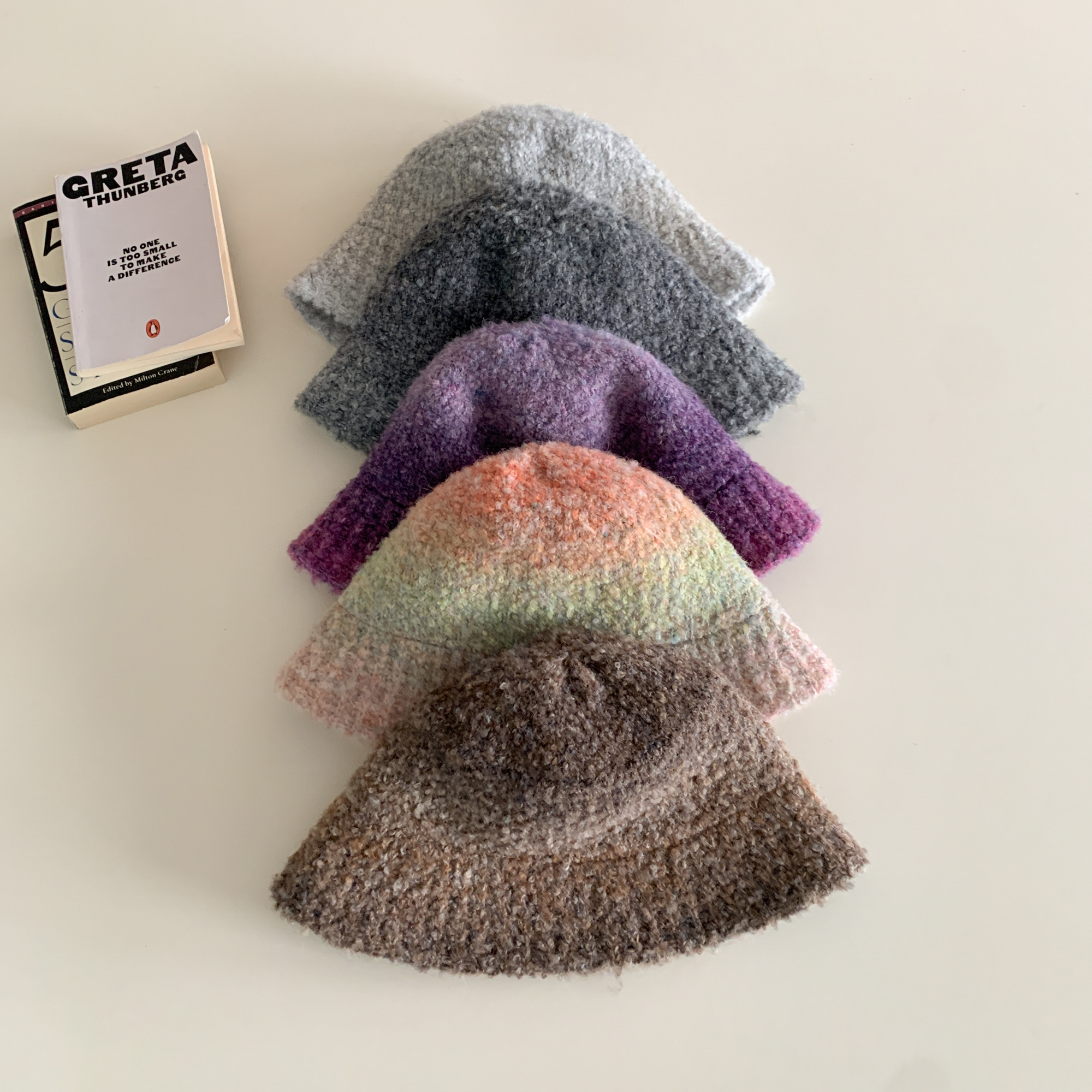 [울소재] 보링 유니크 그라데이션 벙거지 모자 5color 상세 이미지 4