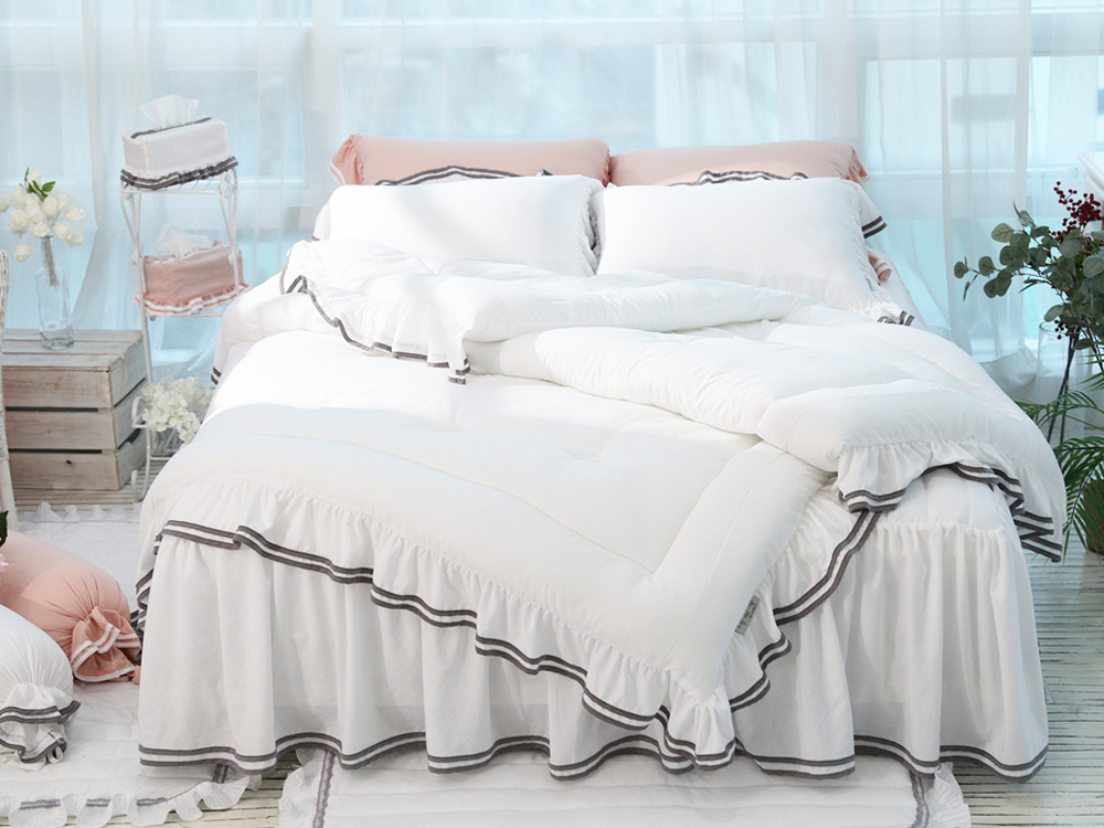 류금숙 투라인 실키케어 향균프릴 차렵이불 베개커버 롱침대커버세트 SS/Q/K/SK 국내생산