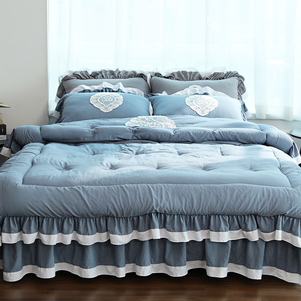 류금숙 프렌치감성 실키케어 향균프릴 차렵이불 베개커버 롱침대커버세트 SS/Q/K/SK