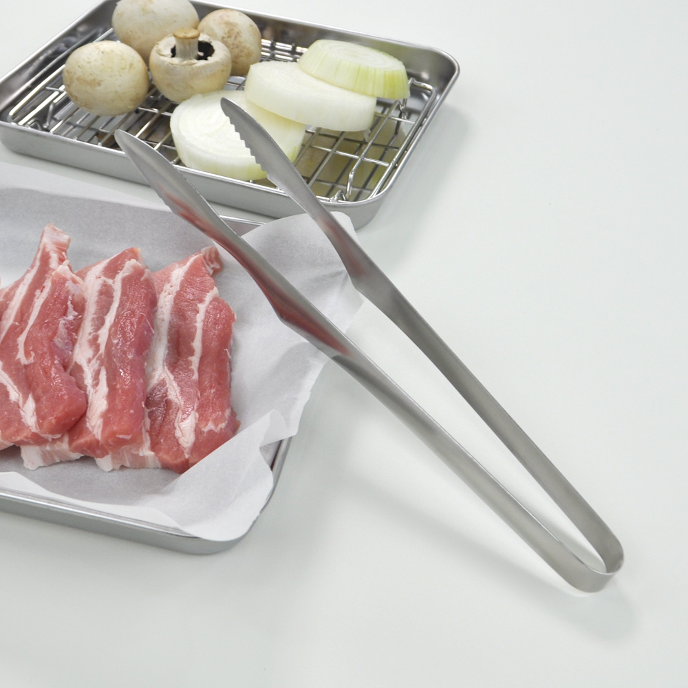 스텐 304 고기 캠핑 집게 조리용 주방 요리 핀셋 플레이팅 바베큐 24cm 28cm - 상세 이미지 3