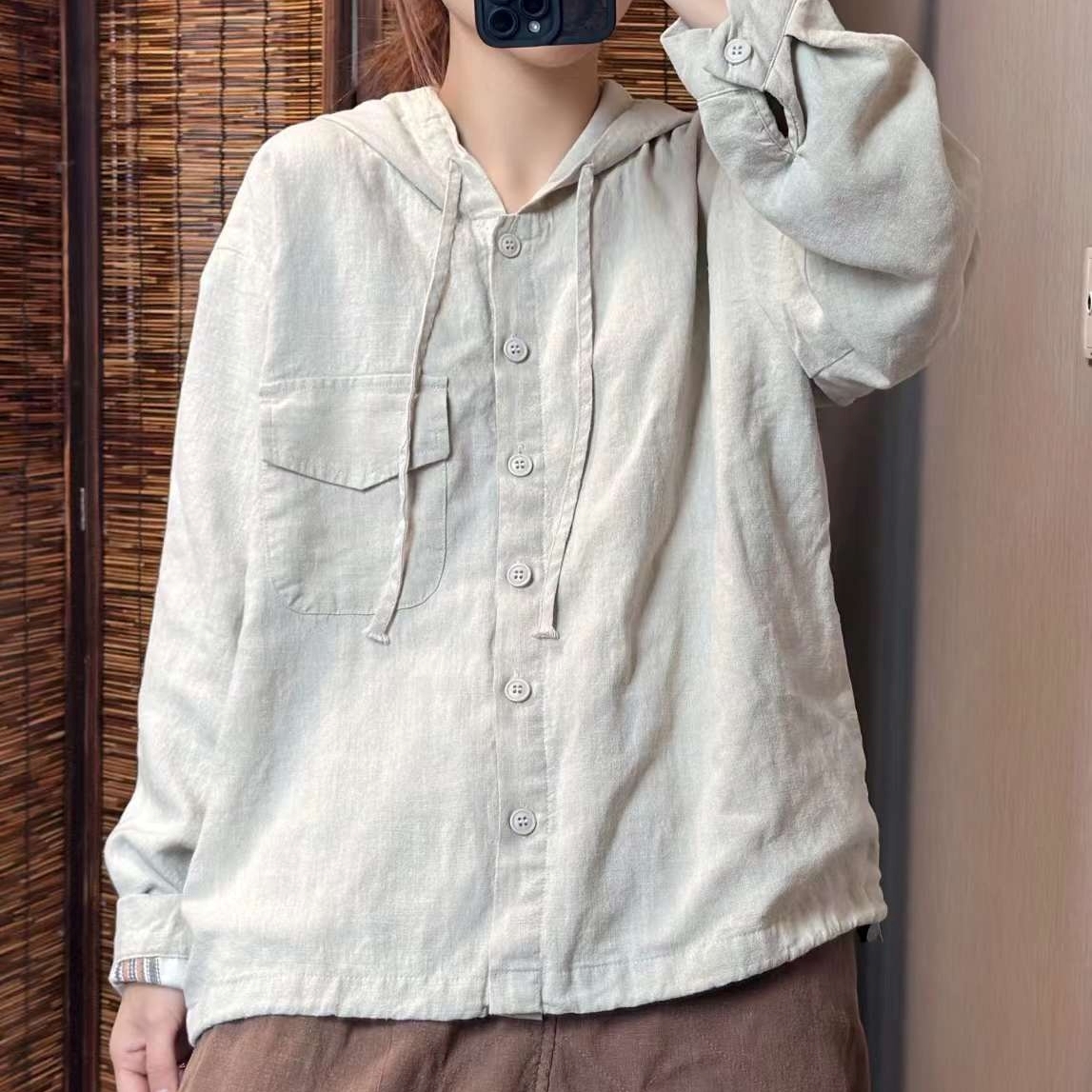 린넨후드자켓 가을자켓 면안감 미시옷 9252 - 상세 이미지 2