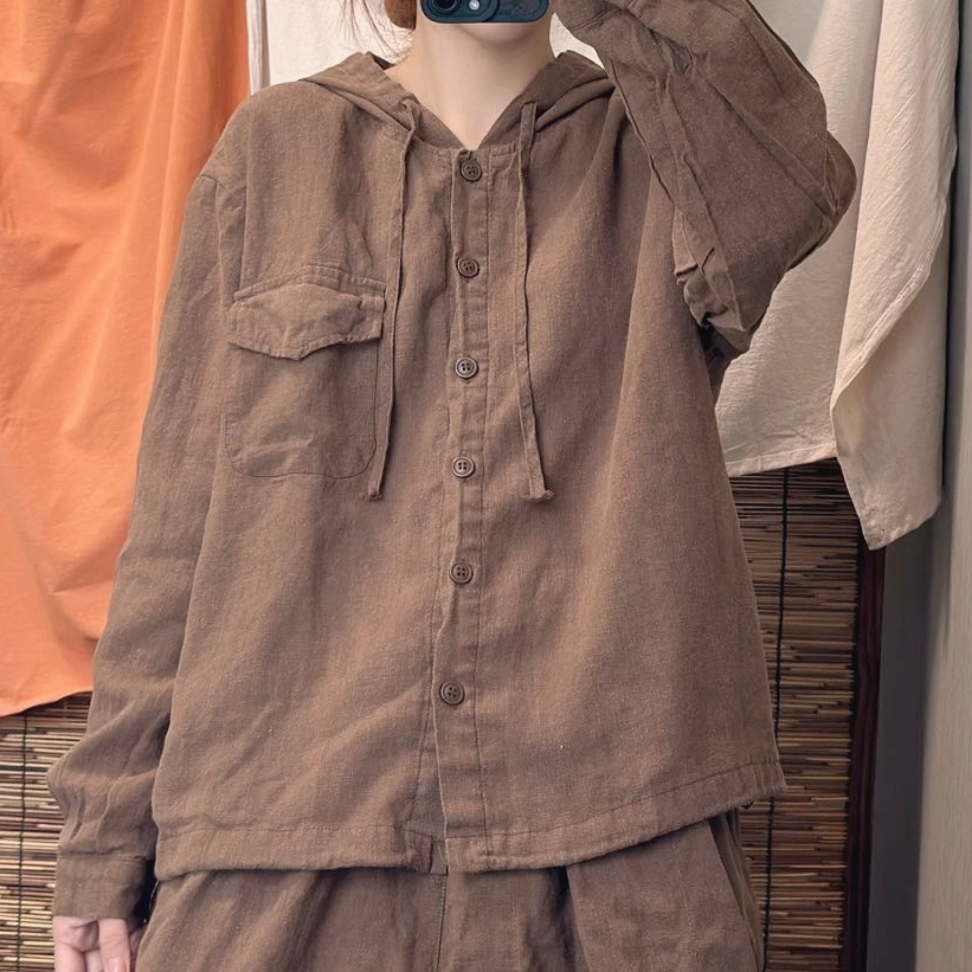 린넨후드자켓 가을자켓 면안감 미시옷 9252 - 상세 이미지 4
