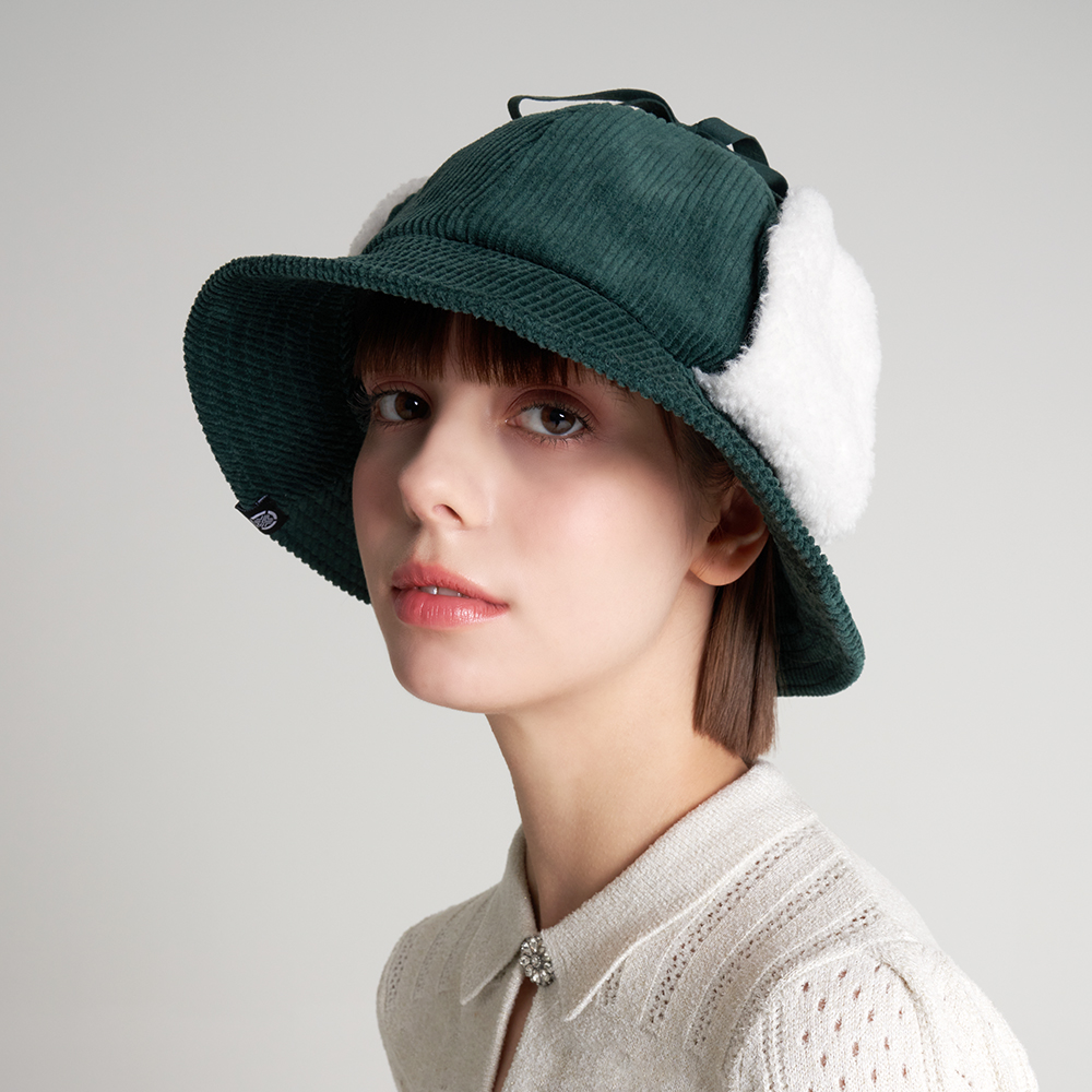 테크스킨 여성 코듀로이 이어머프 버킷햇 골프모자 방한용품