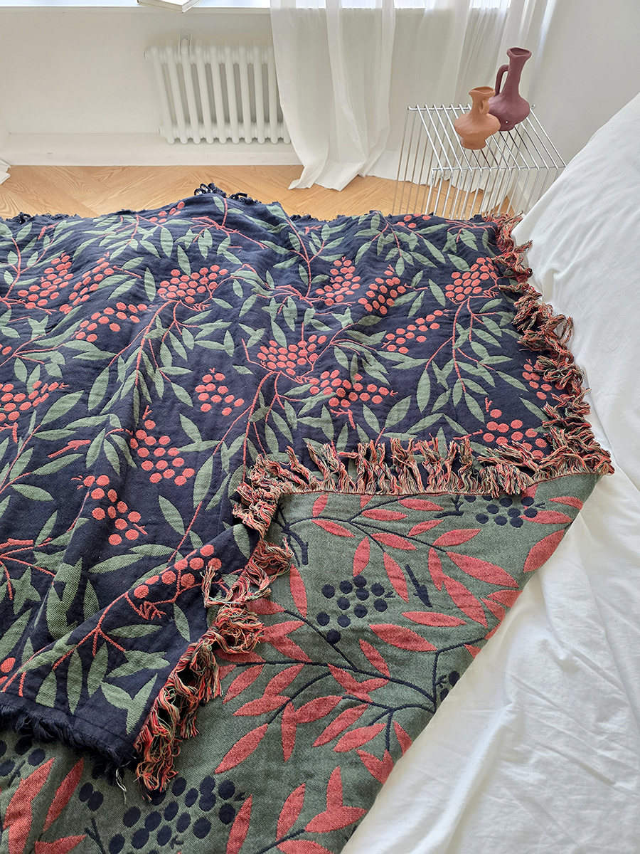 블랑쉬 레드 열매 술 거즈 대형 담요 블랭킷 - 상세 이미지 4