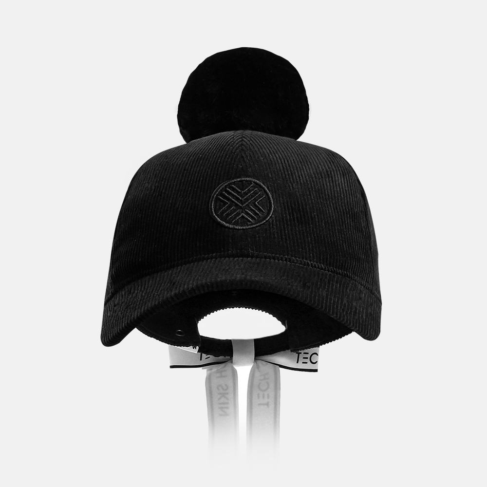 테크스킨 여성 퍼 리본 코듀로이 골프모자 방한용품