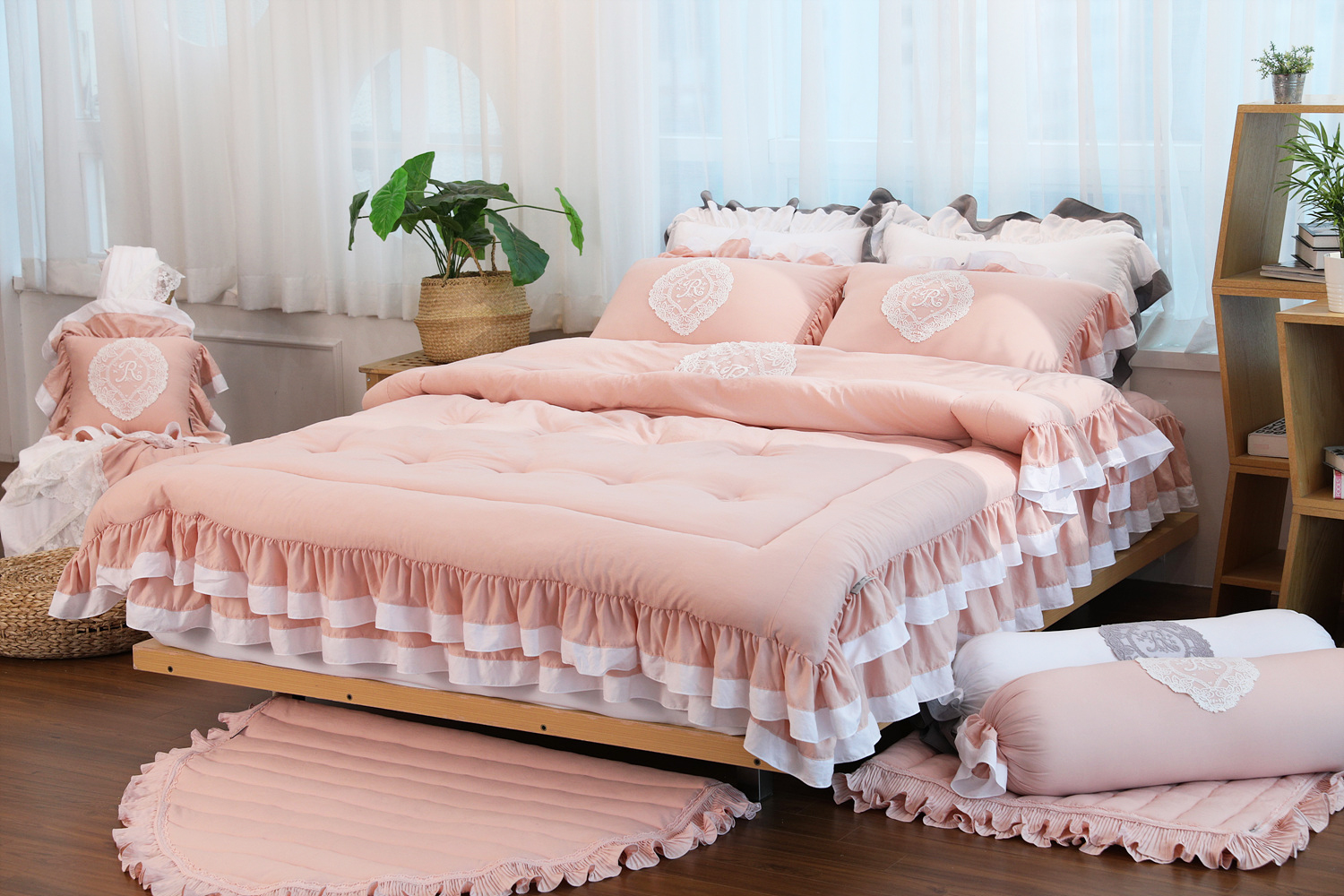 류금숙 프렌치감성 실키케어 항균프릴 차렵이불 베개커버 숏매트커버세트 SS/Q/K/SK