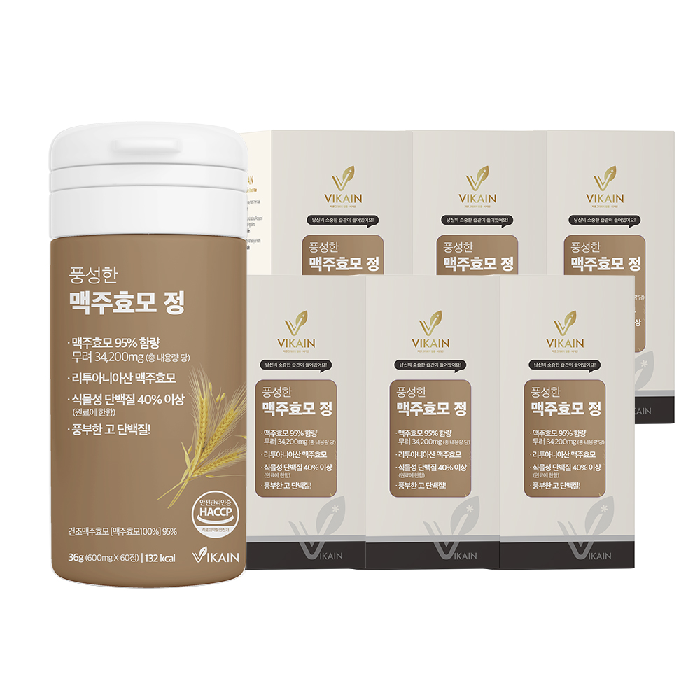 맥주효모 가루 정 알약 고순도 맥주효모환 효능 비타민b 셀레늄 풍성한 모발 6통