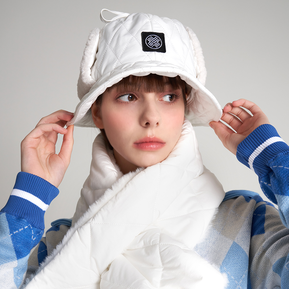 테크스킨 여성 패딩 버킷햇 골프모자 방한용품