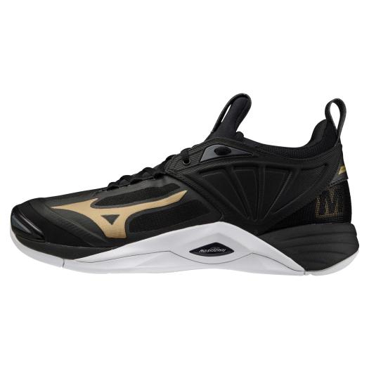 미즈노 MIZUNO 배구화 웨이브 모멘텀2 V1GA211241 블랙 골드 - 상품 이미지