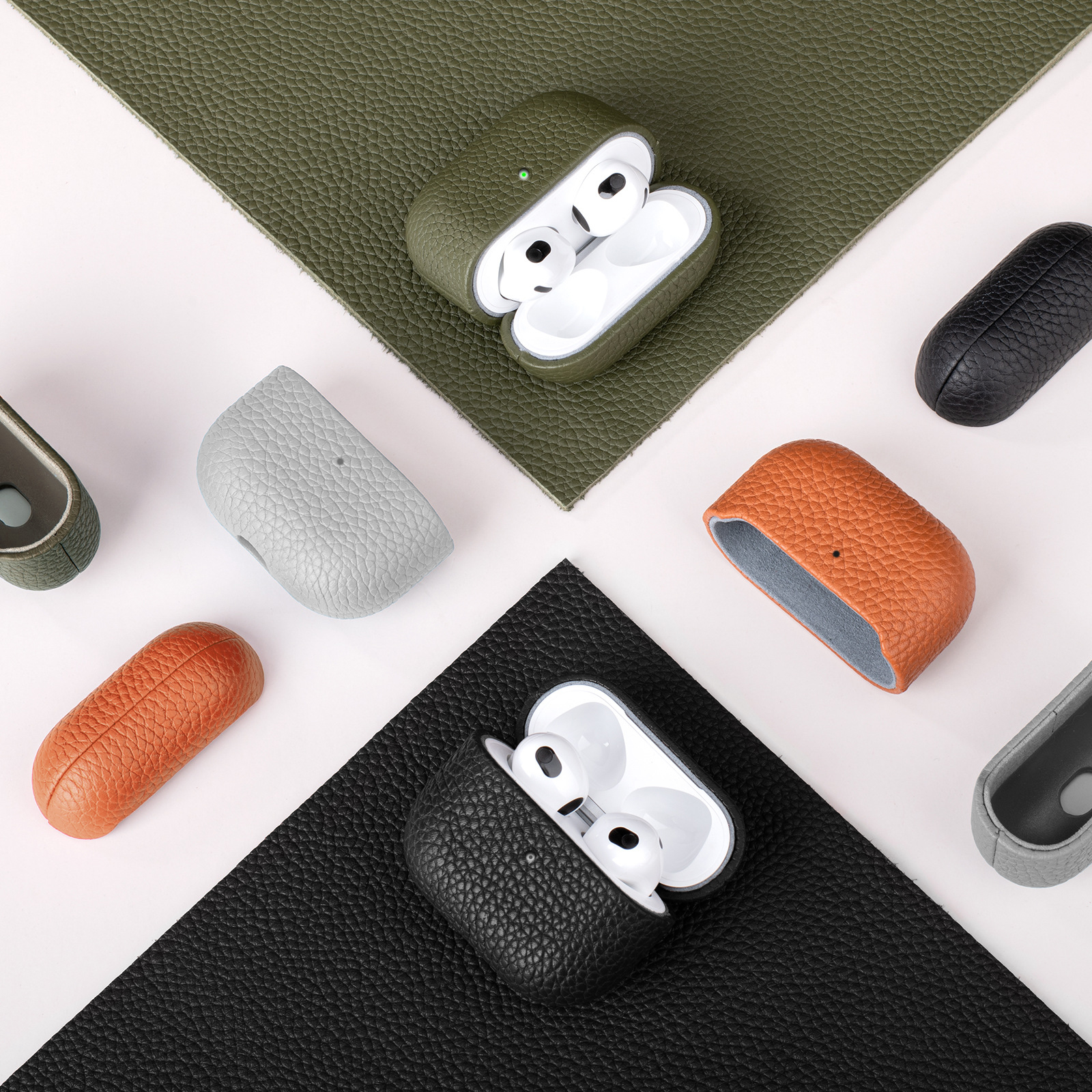 에어팟4 천연 가죽 수제 케이스 4세대 철가루 방지 스티커 각인 세트 호환