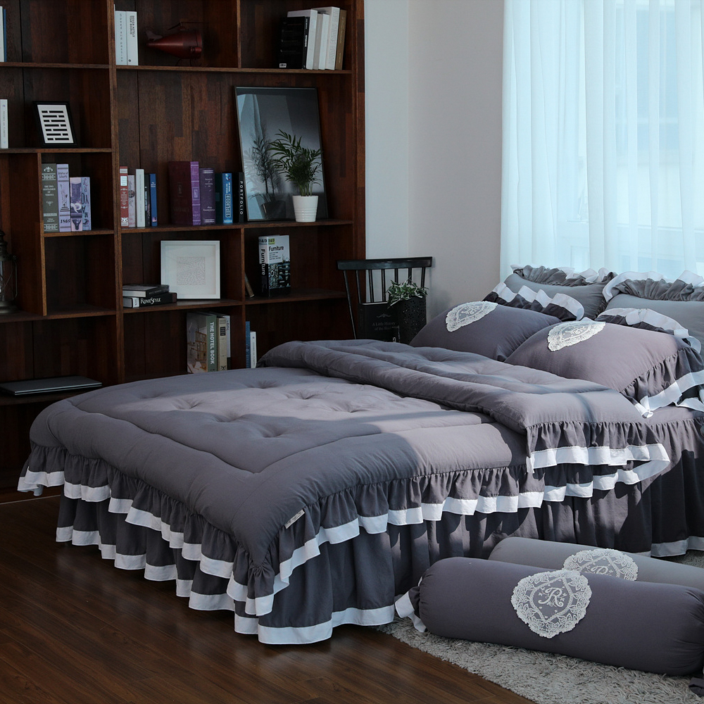 류금숙 프렌치감성 실키케어 향균프릴 차렵이불 베개커버 롱침대커버세트 SS/Q/K/SK