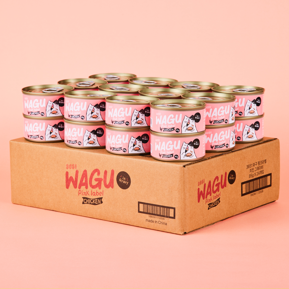 3651 와구 고양이 간식 습식캔 닭가슴살 핑크라벨, 85g, 24개 제품 이미지