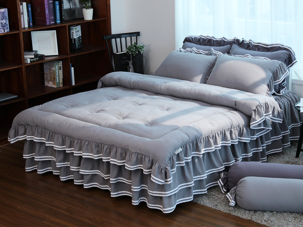 류금숙 투라인 실키케어 향균프릴 차렵이불 베개커버 이중프릴침대커버세트 SS/Q/K/SK