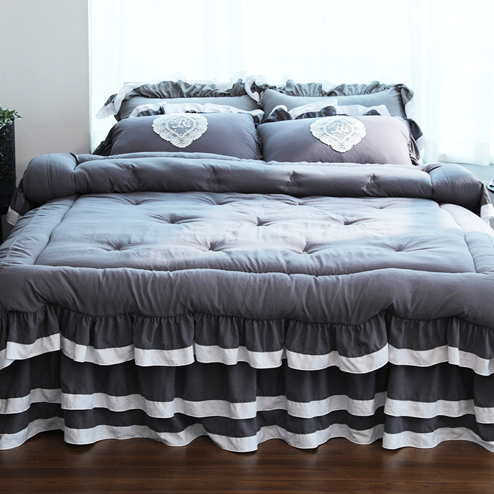 류금숙 프렌치감성 실키케어 향균프릴 이불 베개커버 이중프릴침대커버세트 SS/Q/K/SK