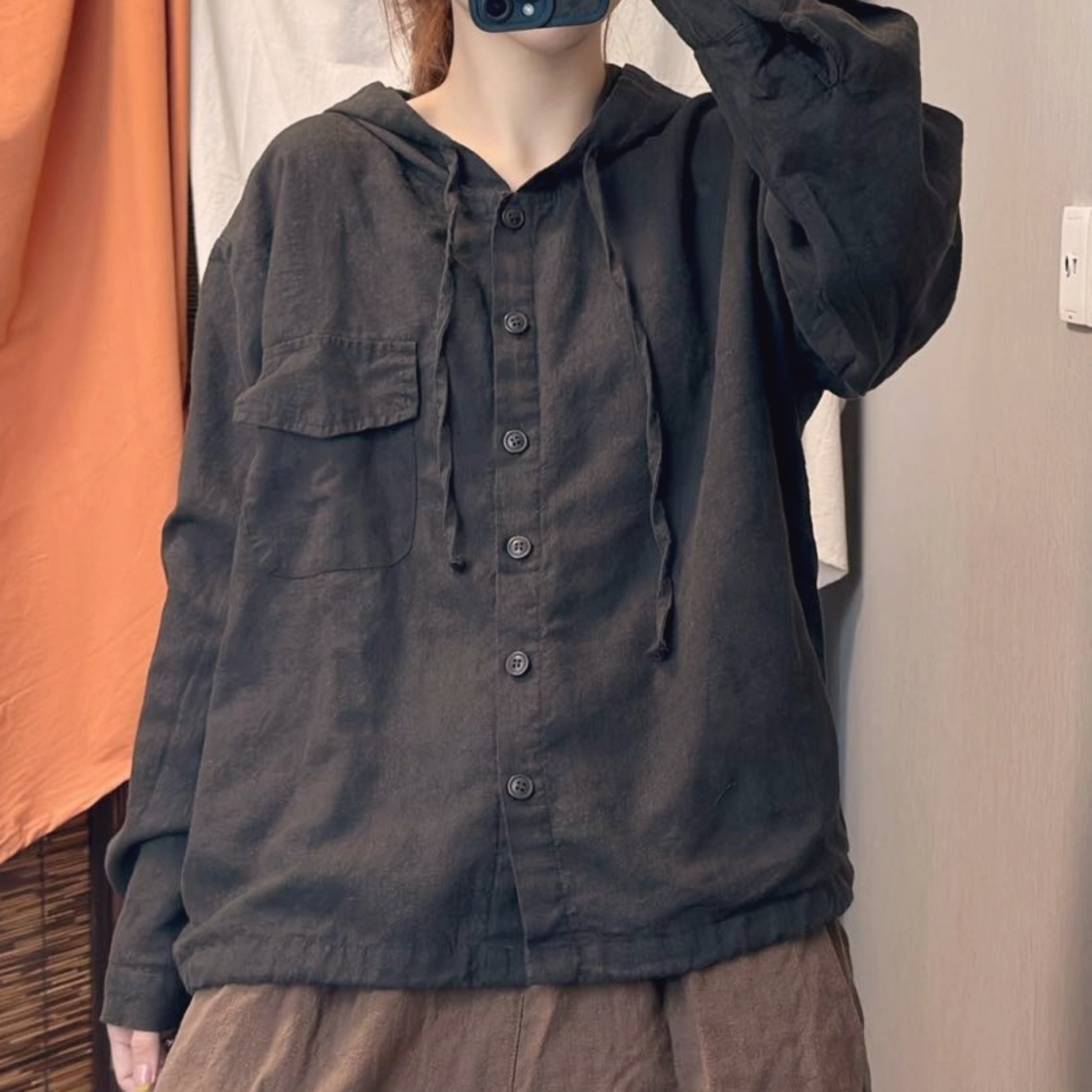 린넨후드자켓 가을자켓 면안감 미시옷 9252 - 상세 이미지 5